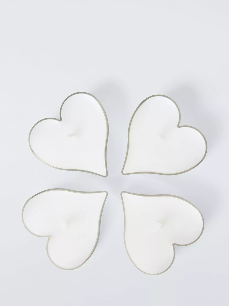John Lewis heart-shaped tealights set of 4 white, UK version