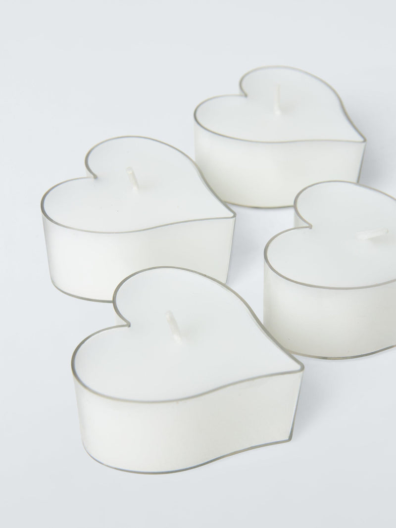John Lewis heart-shaped tealights set of 4 white, UK version