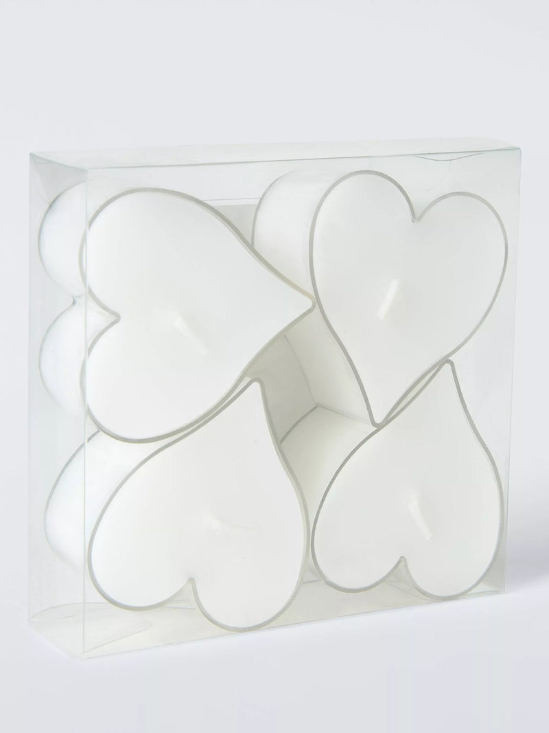 John Lewis heart-shaped tealights set of 4 white, UK version
