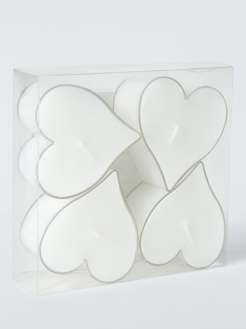 John Lewis heart-shaped tealights set of 4 white, UK version