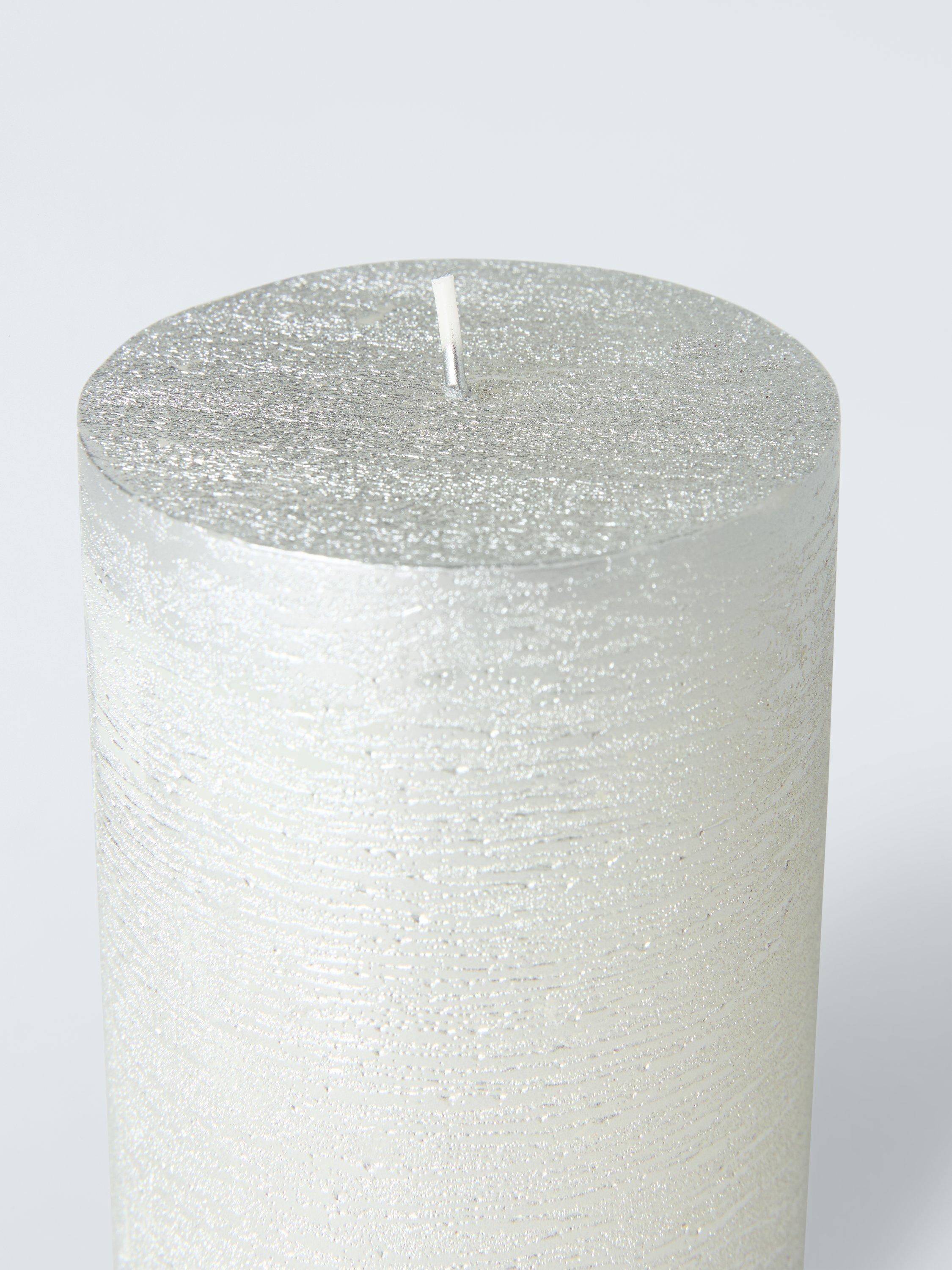 John Lewis rustic pillar candle H10.5 cm silver, imported from the UK