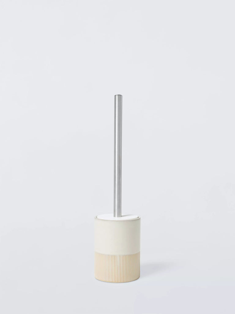 John Lewis Reactive Glaze Two Tone Toilet Brush and Holder, Natural