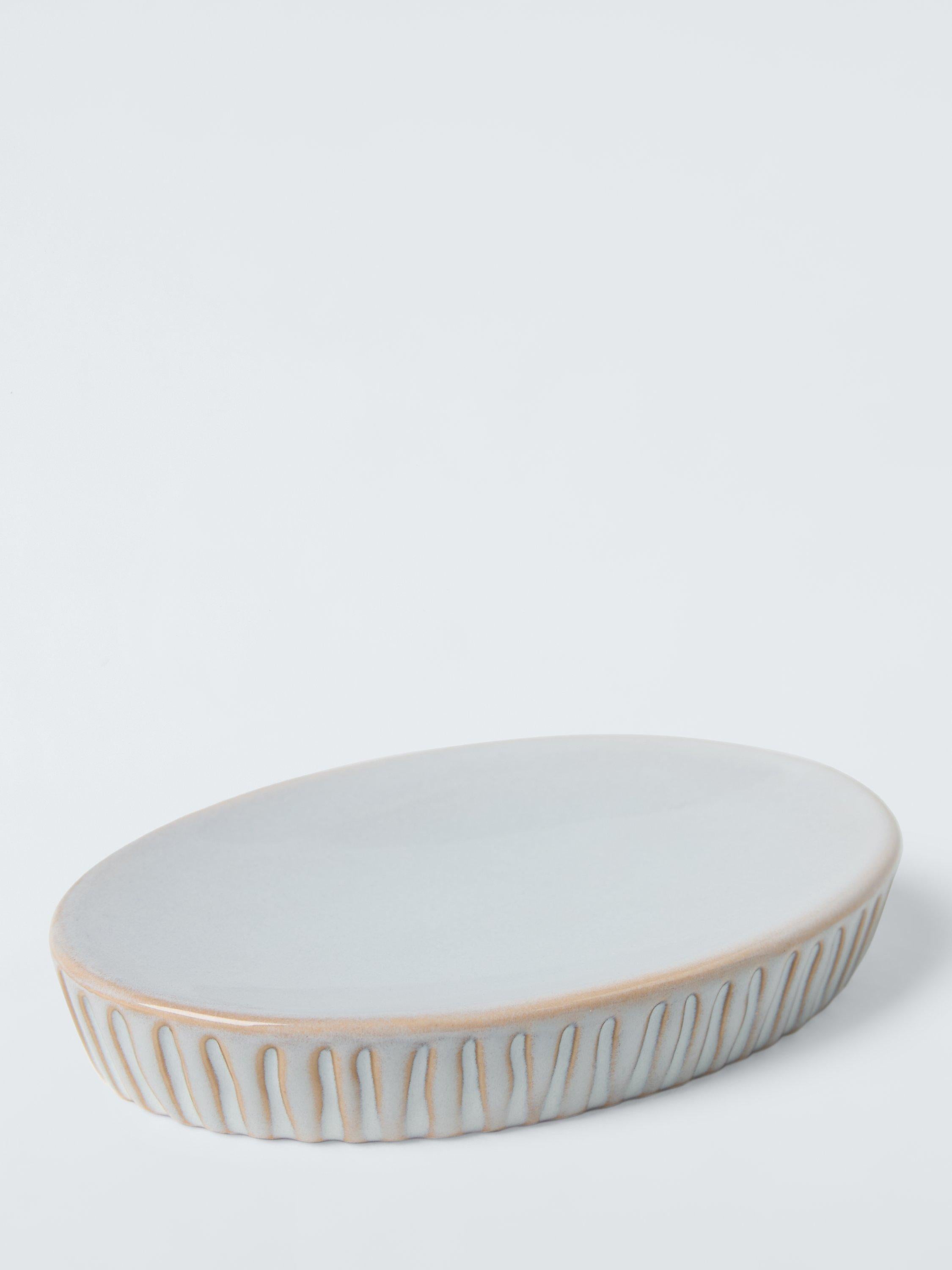 John Lewis glazed ribbed soap dish in grey, UK version