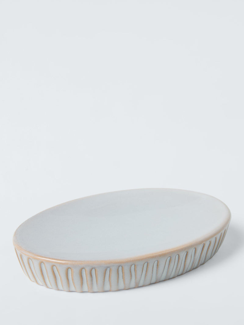 John Lewis glazed ribbed soap dish in grey, UK version