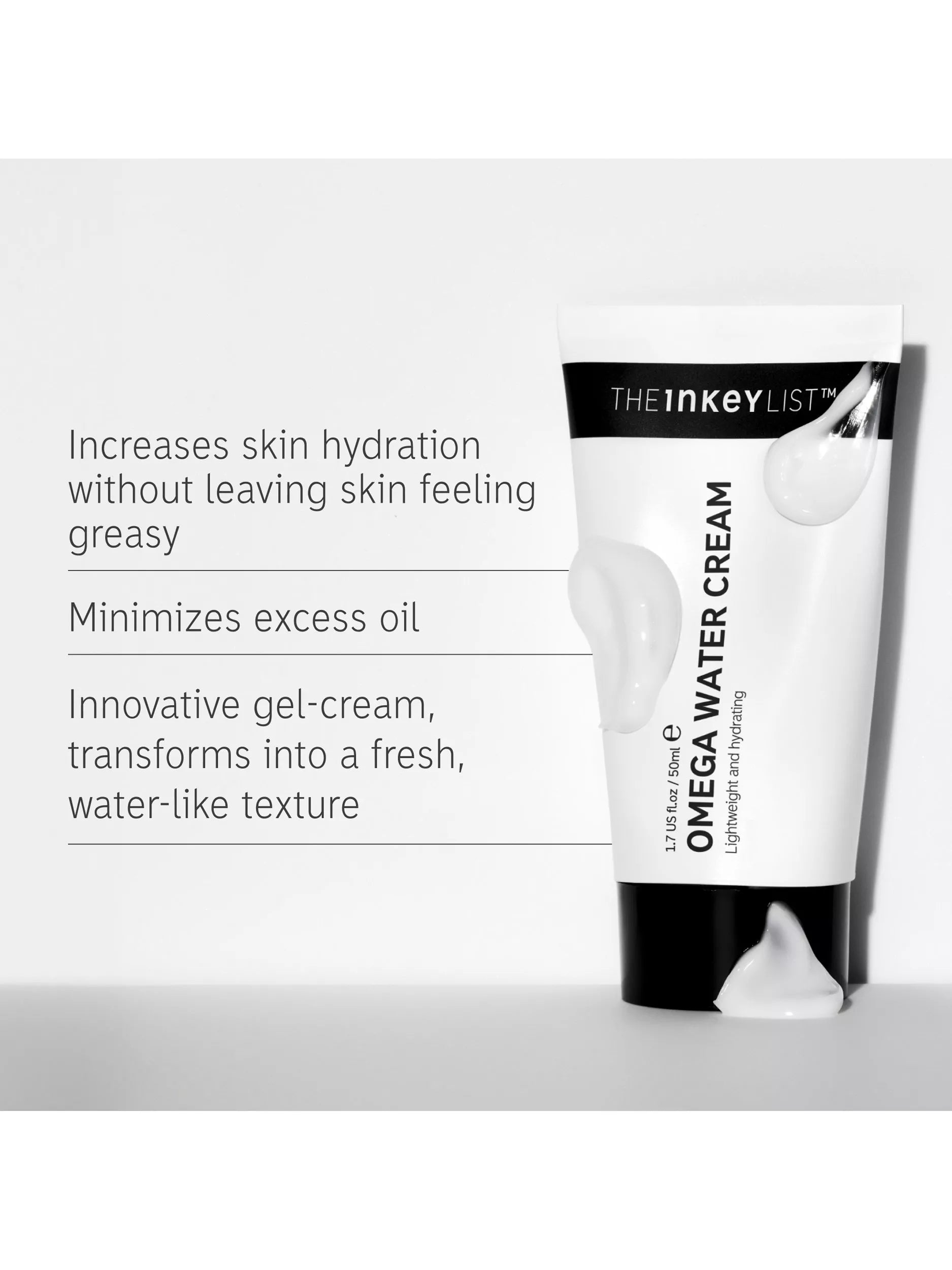 The INKEY List Omega Water Cream face moisturiser 50ml (British brand)