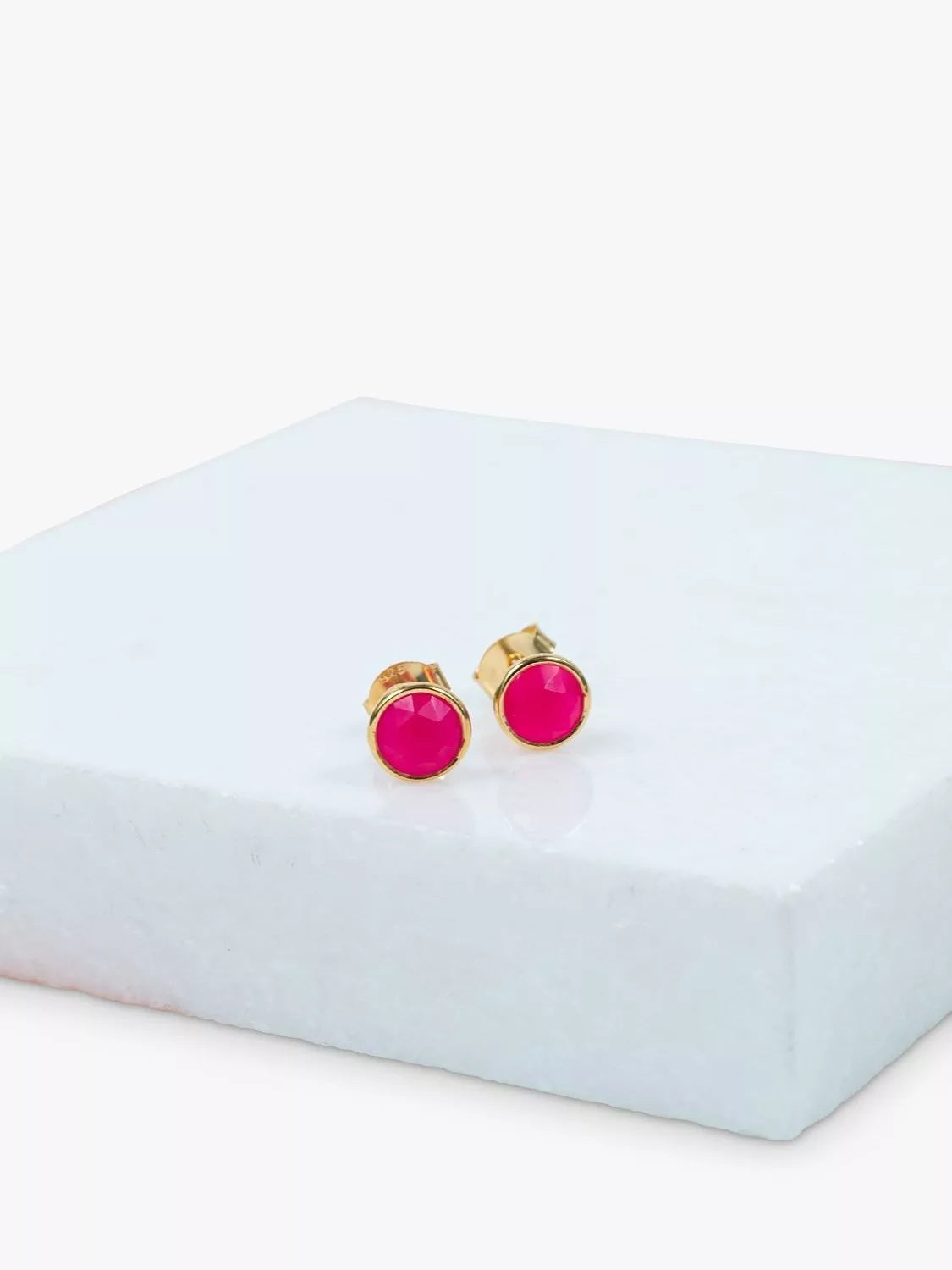 Auree pink chalcedony stud earrings gold plated (British brand)