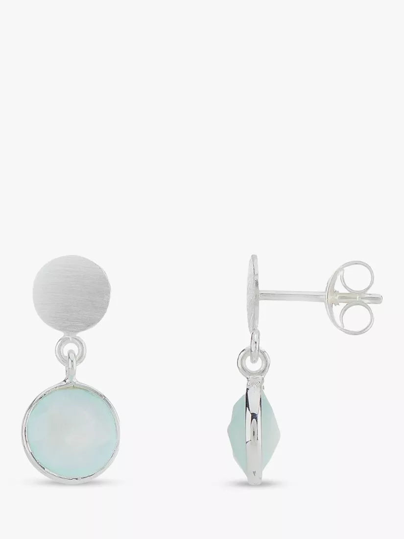 Auree Salina aqua chalcedony drop earrings sterling silver, UK version