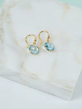 Auree blue topaz drop earrings gold plated, UK version