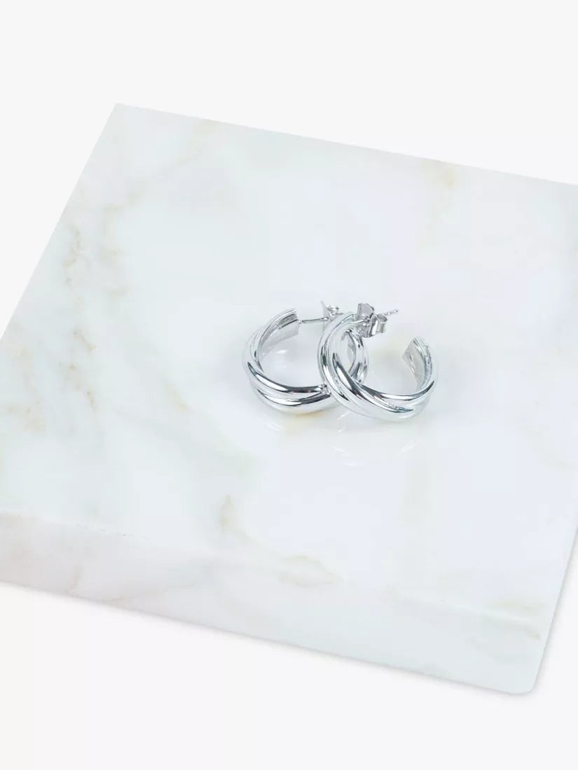 Auree Knightsbridge silver hoop earrings 2cm, UK version