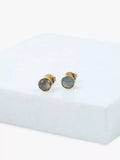 Auree labradorite stud earrings in gold, imported from the UK