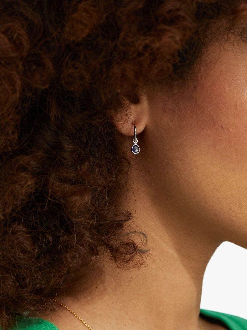Auree sapphire drop mini hoop earrings 20mm, UK version