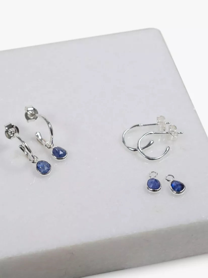 Auree sapphire drop mini hoop earrings 20mm, UK version