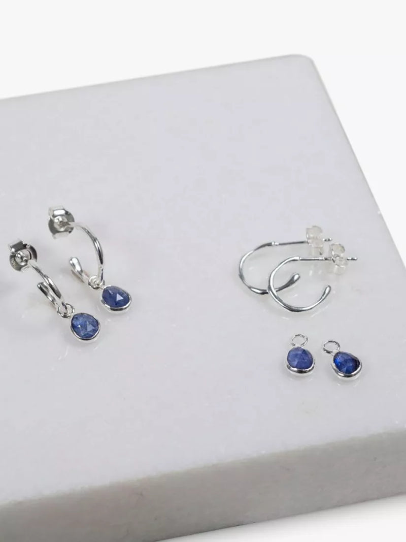 Auree sapphire drop mini hoop earrings 20mm, UK version