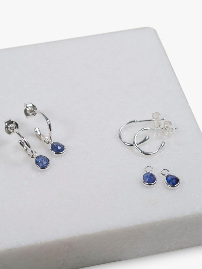 Auree sapphire drop mini hoop earrings 20mm, UK version