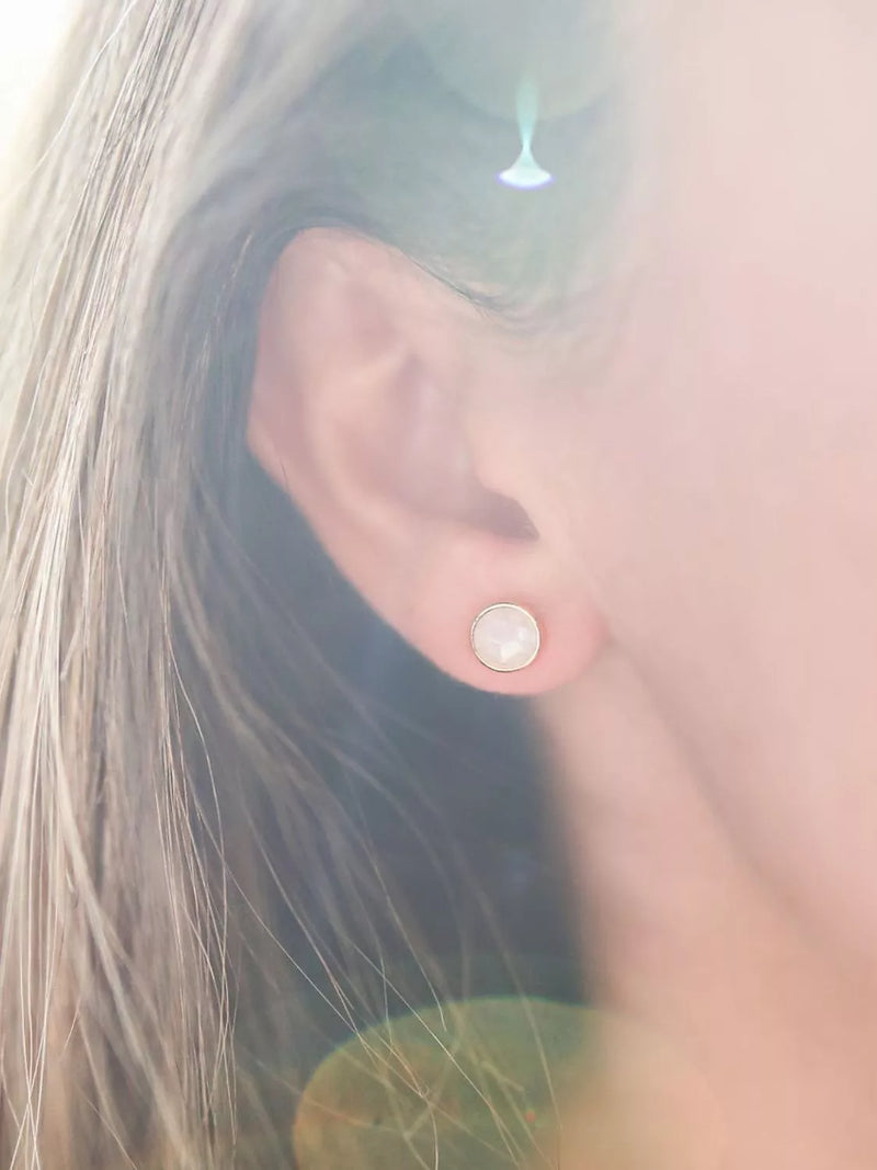 Auree moonstone stud earrings gold plated - British product