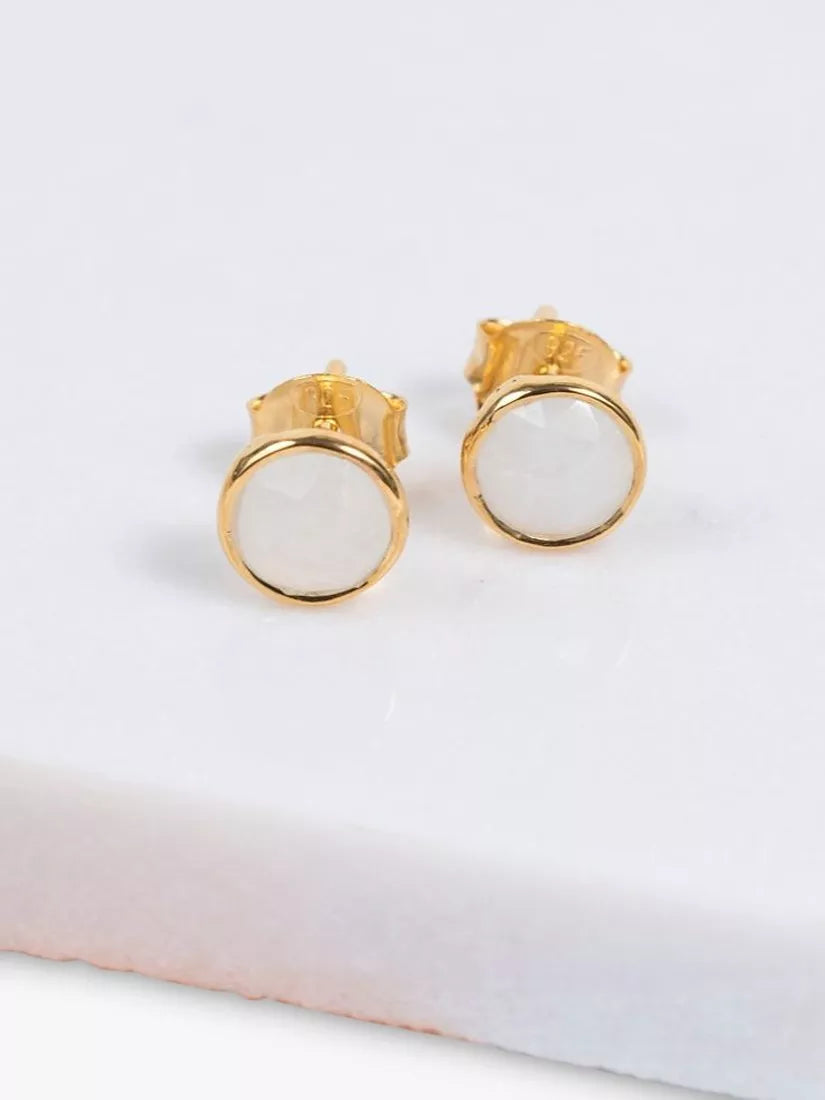 Auree moonstone stud earrings gold plated - British product