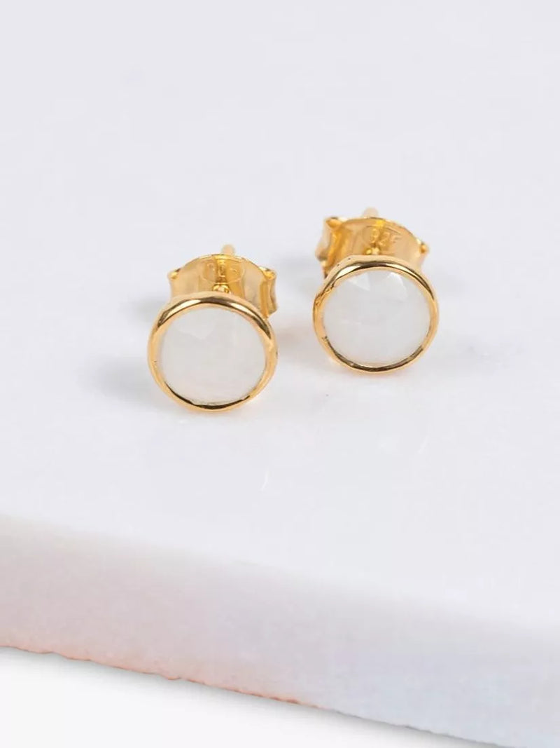 Auree moonstone stud earrings gold plated - British product