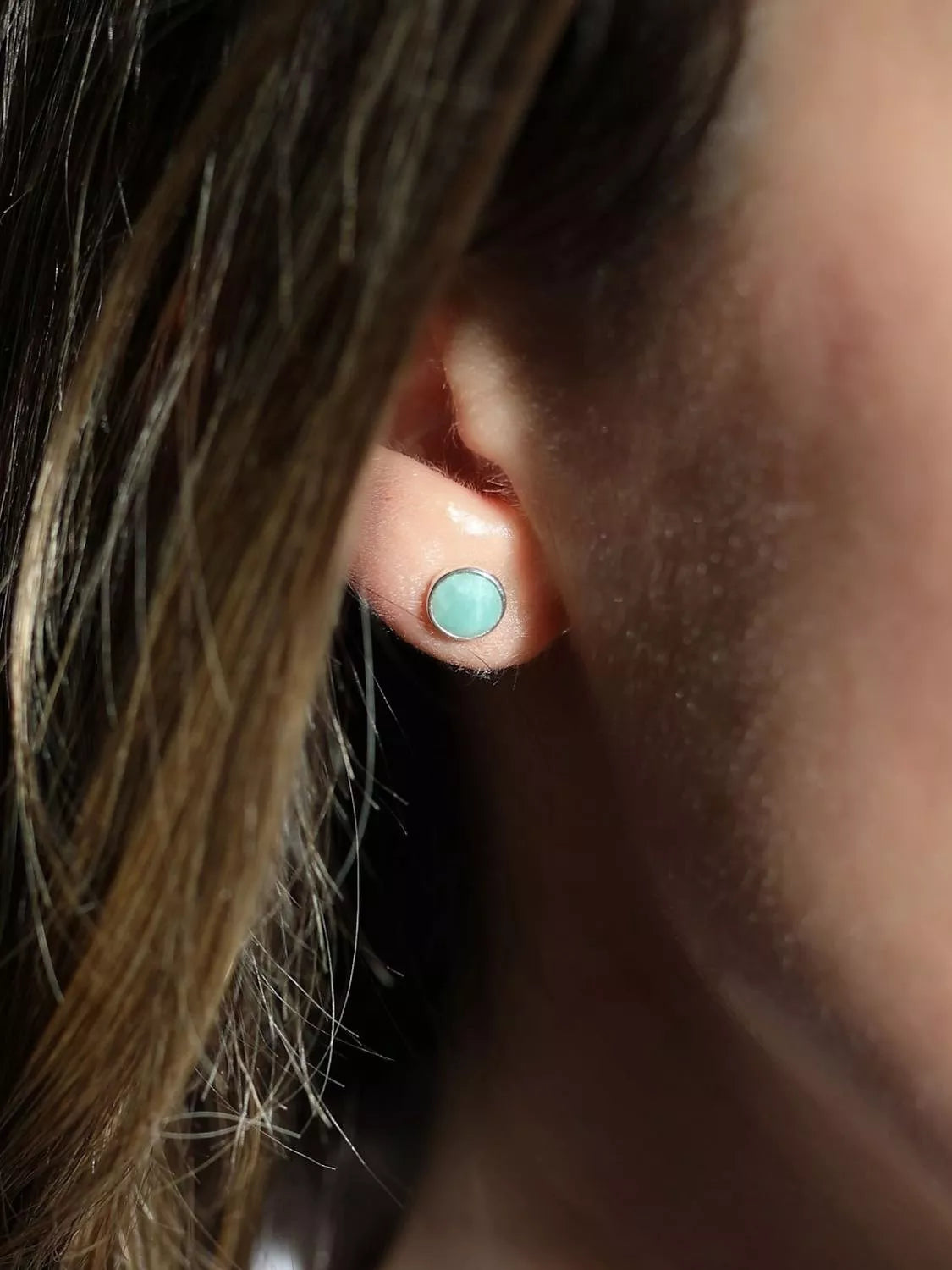 Auree Amazonite stud earrings in sterling silver, imported from the UK
