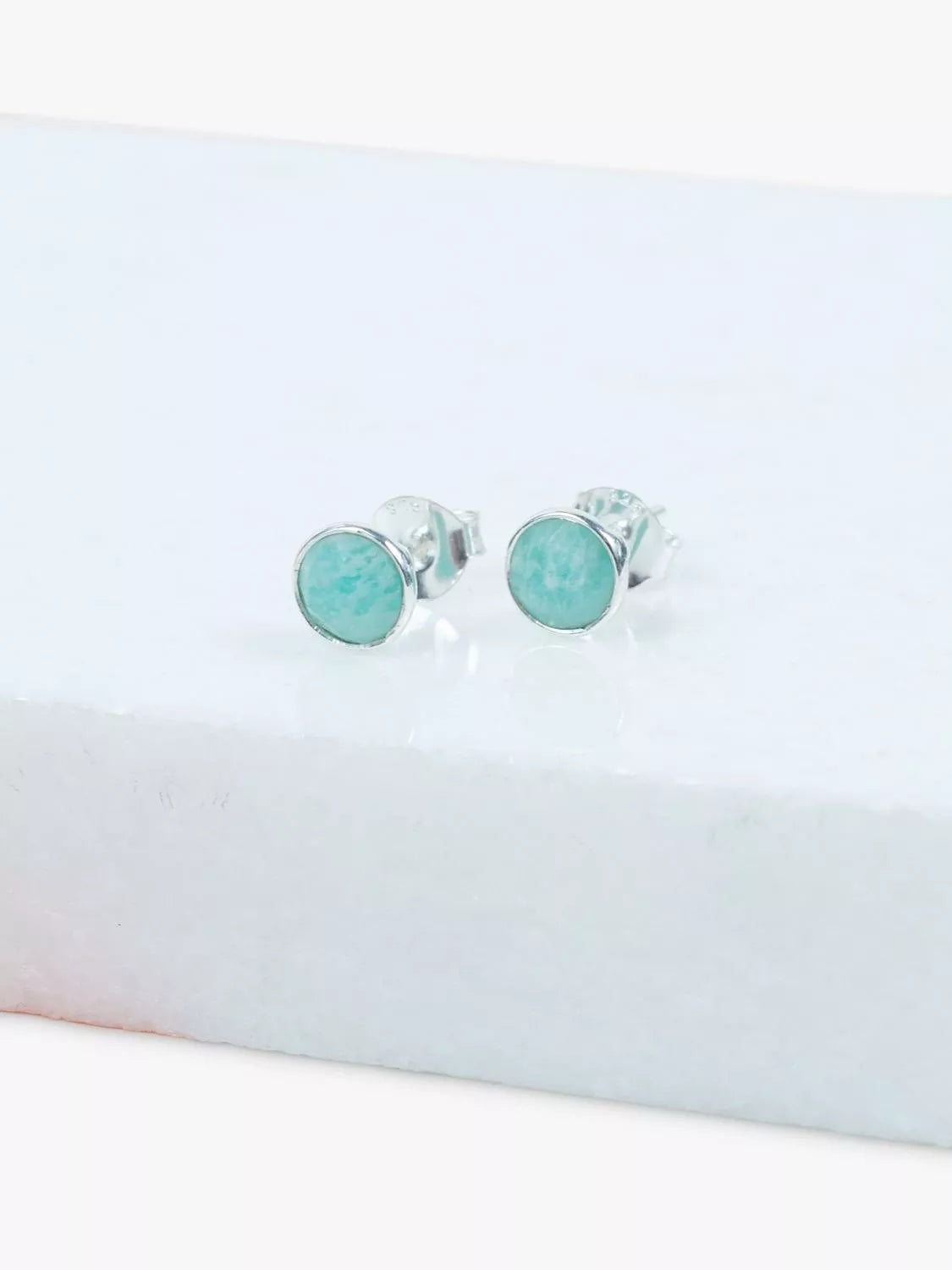 Auree Amazonite stud earrings in sterling silver, imported from the UK