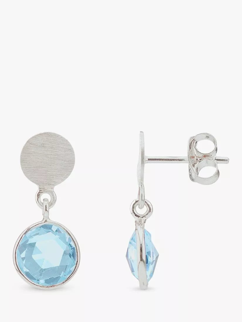 Auree blue topaz drop earrings in sterling silver (British brand)