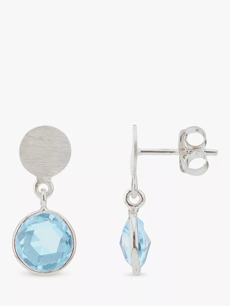 Auree blue topaz drop earrings in sterling silver (British brand)