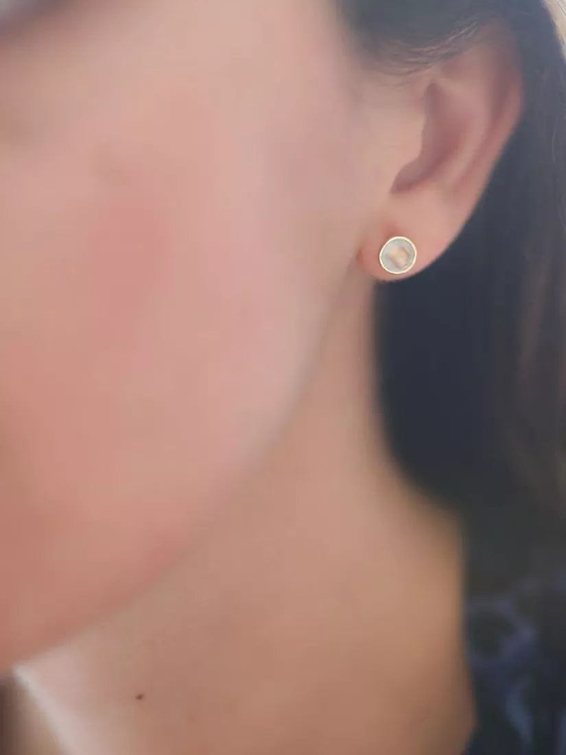 Auree aqua chalcedony stud earrings gold plated - British product