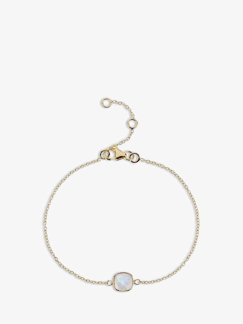 Bracelet chaîne lune Auree vermeil or pierre précieuse, version UK