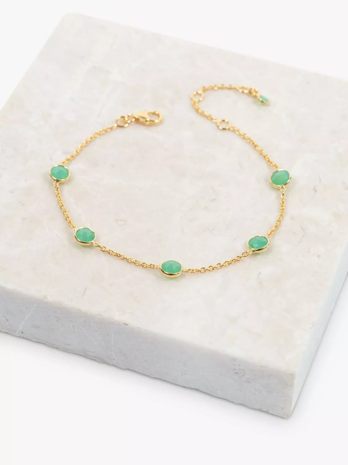Auree chrysoprase bracelet gold plated 19cm, imported from the UK