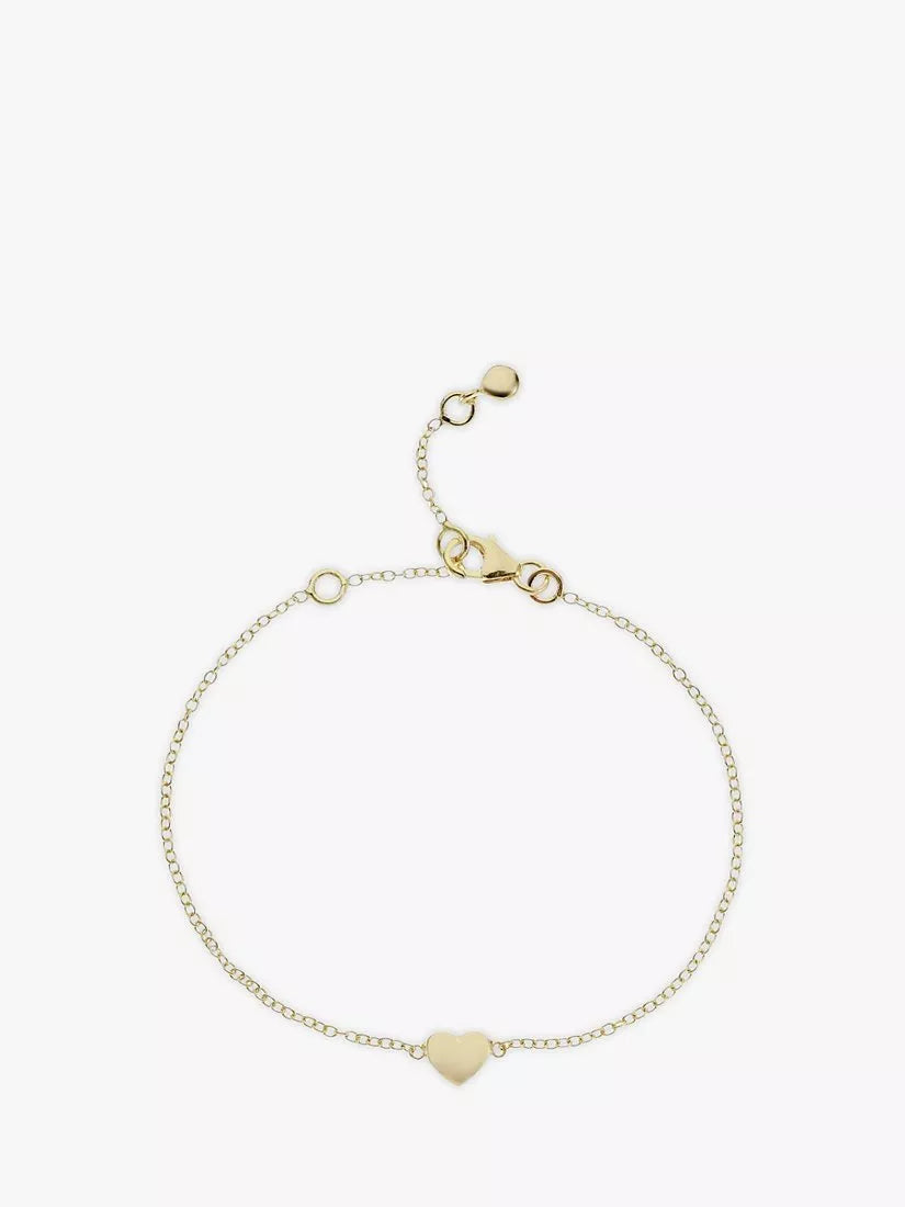 Bracelet chaîne cœur entier Auree Verona en or 18 carats, importé du Royaume-Uni