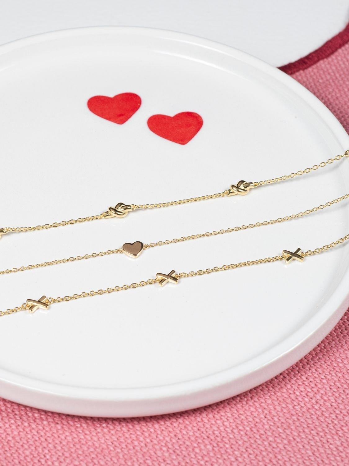 Bracelet chaîne cœur entier Auree Verona en or 18 carats, importé du Royaume-Uni