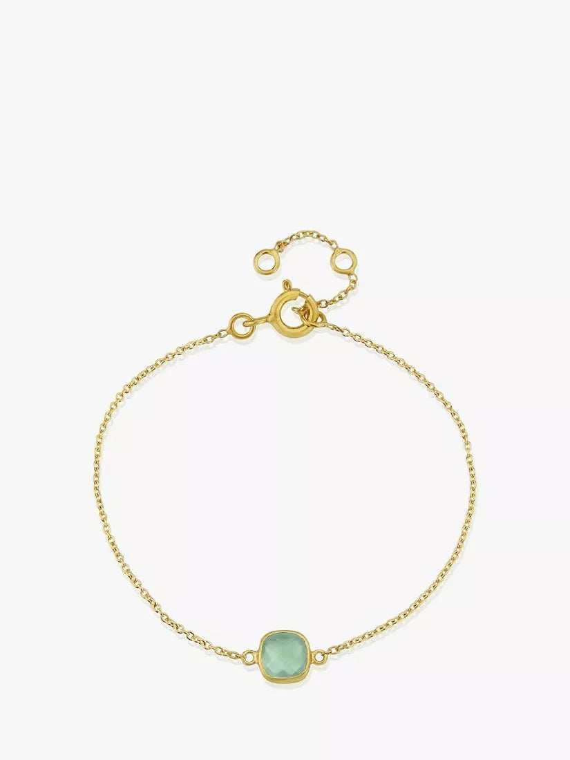 Bracelet chaîne lune Auree vermeil or pierre précieuse, version UK