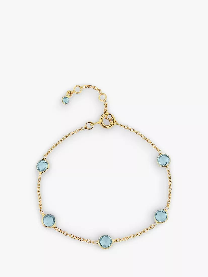 Auree blue topaz gold plated chain bracelet 8 inch - British product