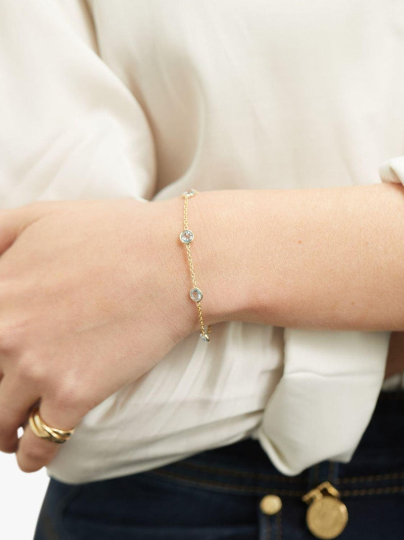 Auree blue topaz gold plated chain bracelet 8 inch - British product