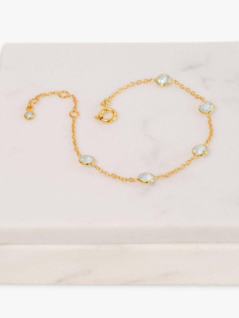 Auree blue topaz gold plated chain bracelet 8 inch - British product