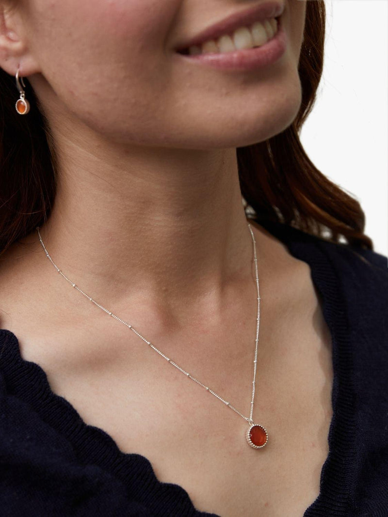 Auree carnelian birthstone sterling silver necklace, imported from the UK