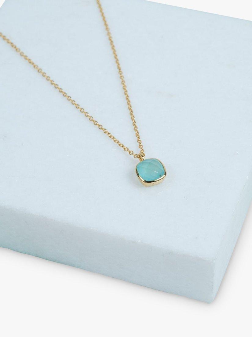 Auree Brooklyn Anhänger Halskette mit Aqua-Chalcedon-Edelstein, UK-Version