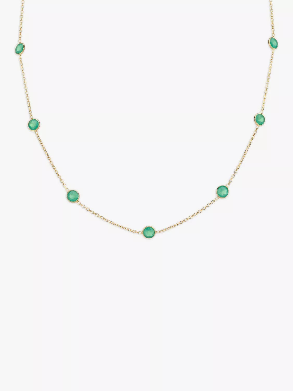 Auree Chrysoprase Station Necklace gold plated sterling silver - British product
