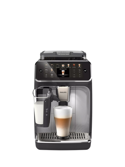 John Lewis Philips 5500 Series EP5546/70 Bean to Cup Coffee Machine LatteGo Black Silver- Buy online at McGrocer