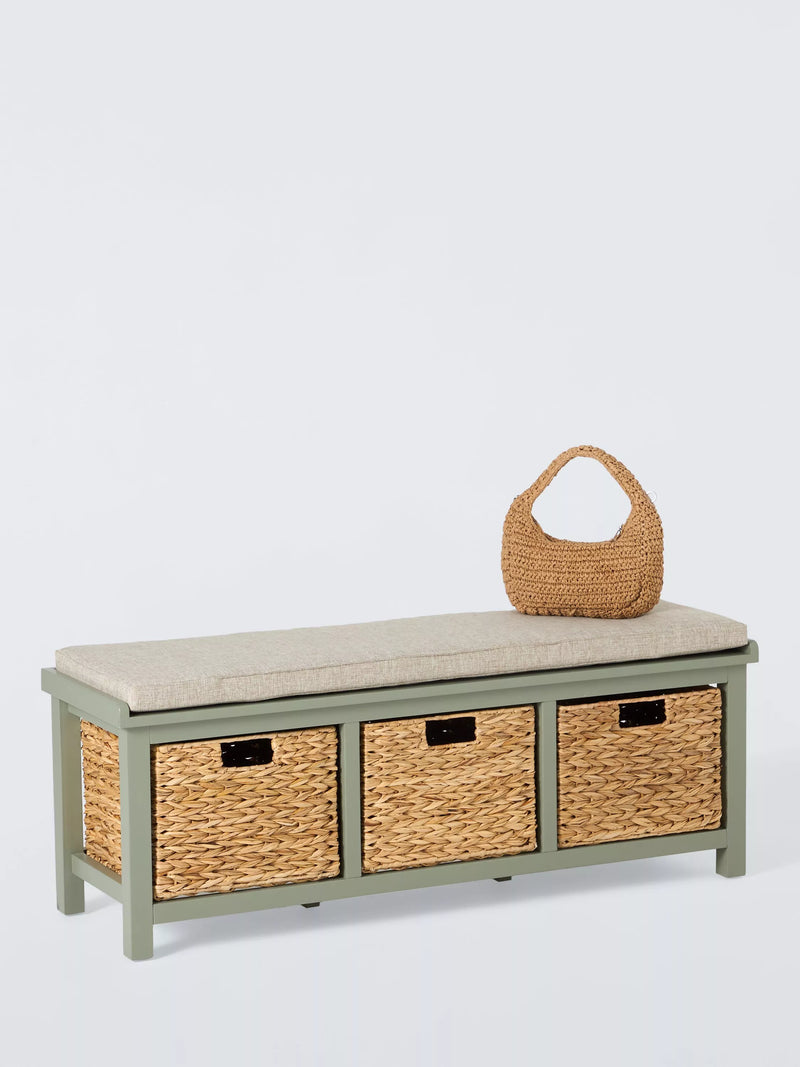 John Lewis wooden shoe bench with storage sage, imported from the UK