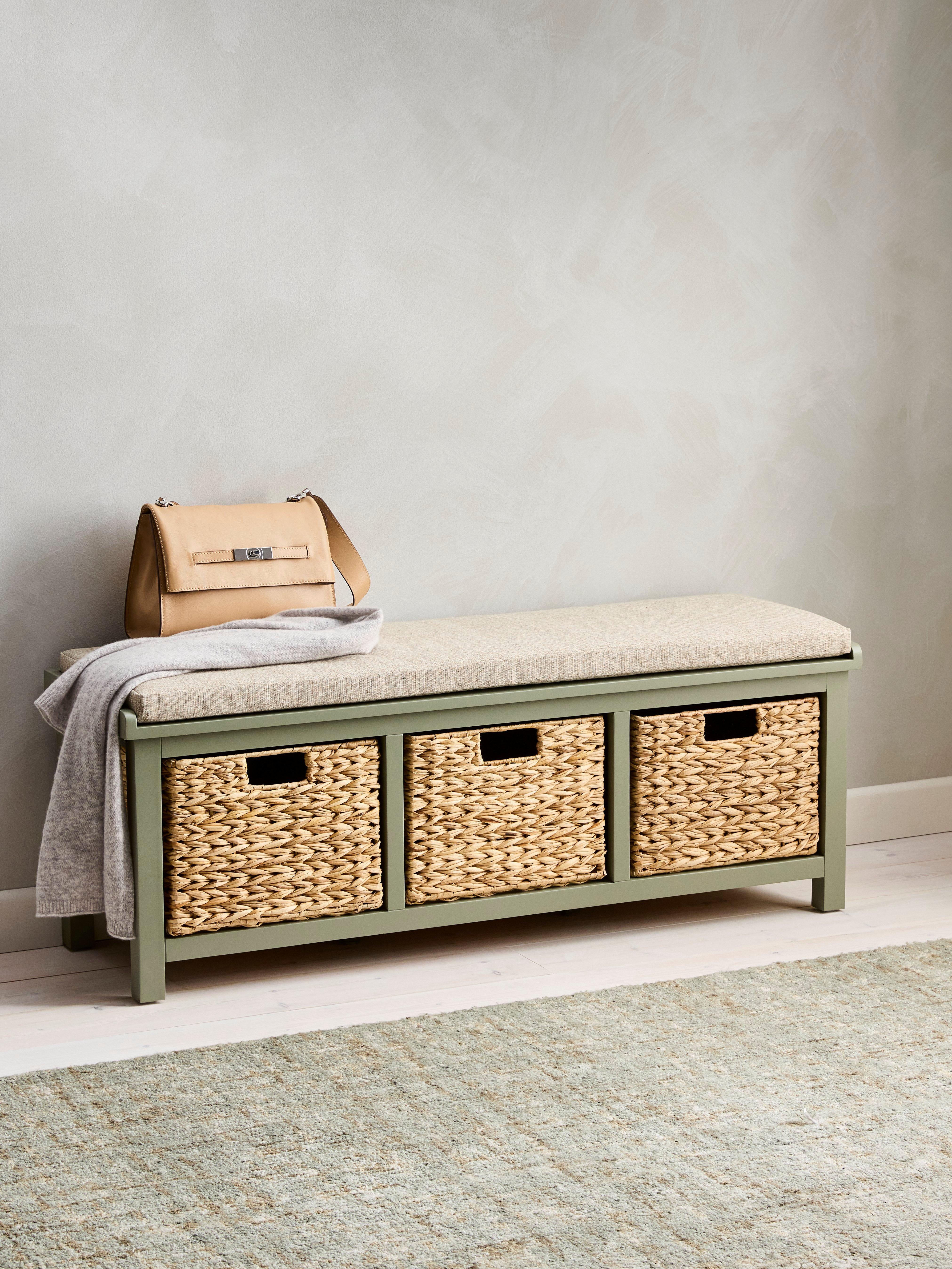 John Lewis wooden shoe bench with storage sage, imported from the UK