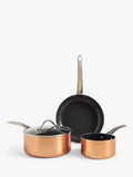 John Lewis 5-piece aluminium non-stick pan set with copper finish, UK version