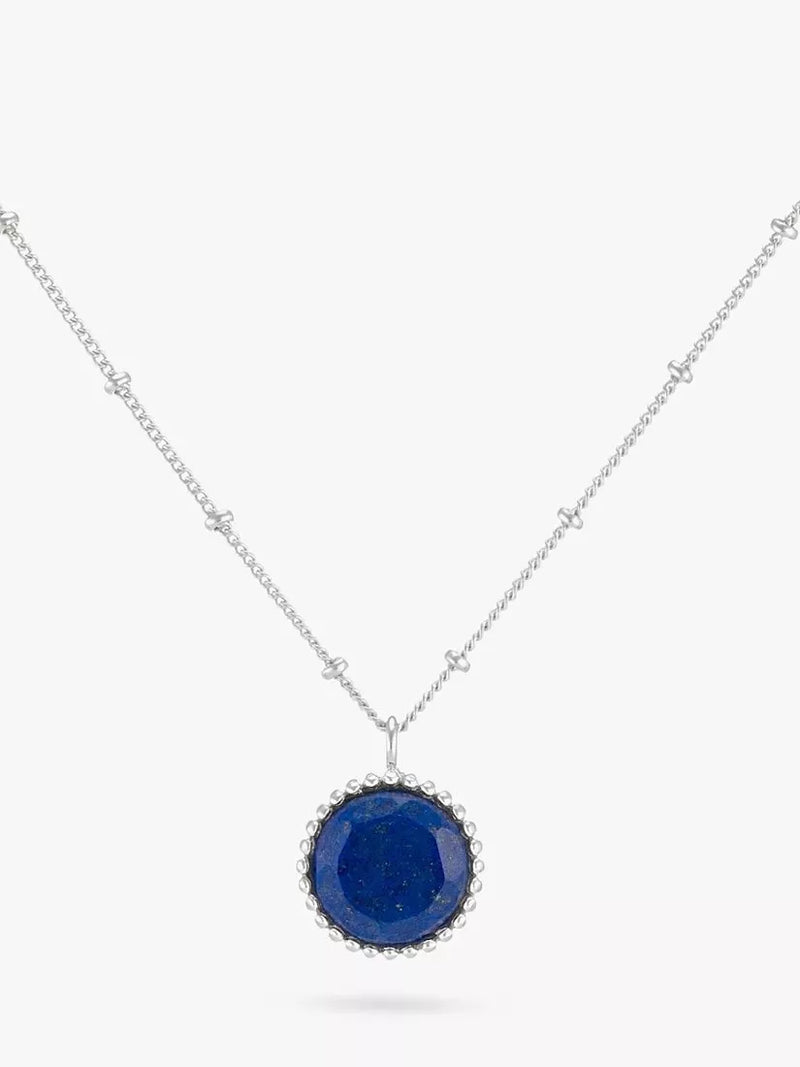 Auree Barcelona Personlig Fødselsstein Sterling Sølv Perle Anheng Halskjede Lapis Lazuli