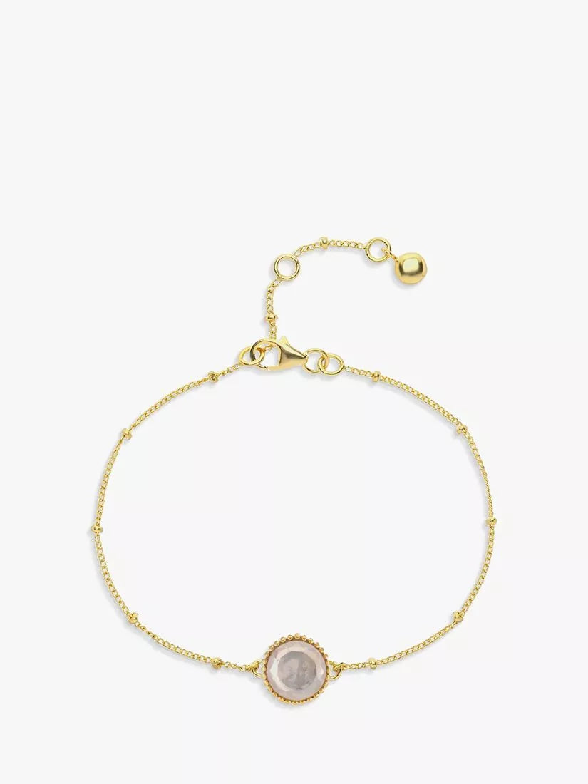 Auree Barcelona Personalised Birthstone Gold Vermeil Beaded Chain Bracelet