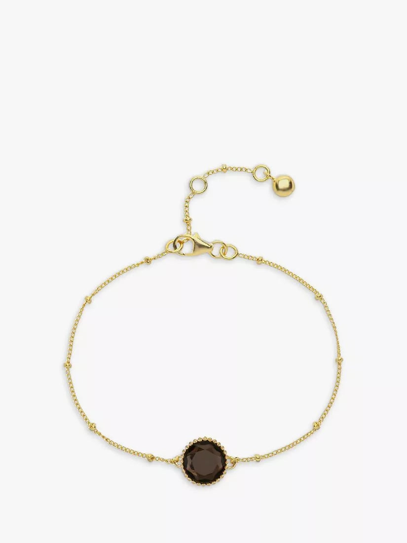 Auree Barcelona Personalised Birthstone Gold Vermeil Beaded Chain Bracelet