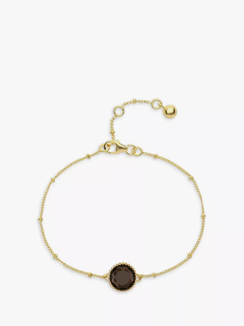 Auree Barcelona Personalised Birthstone Gold Vermeil Beaded Chain Bracelet