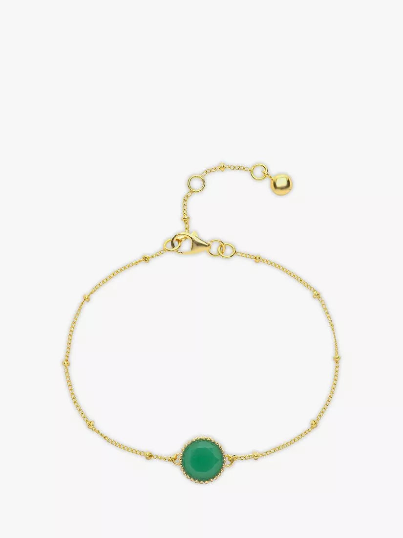 Auree Barcelona Personalised Birthstone Gold Vermeil Beaded Chain Bracelet