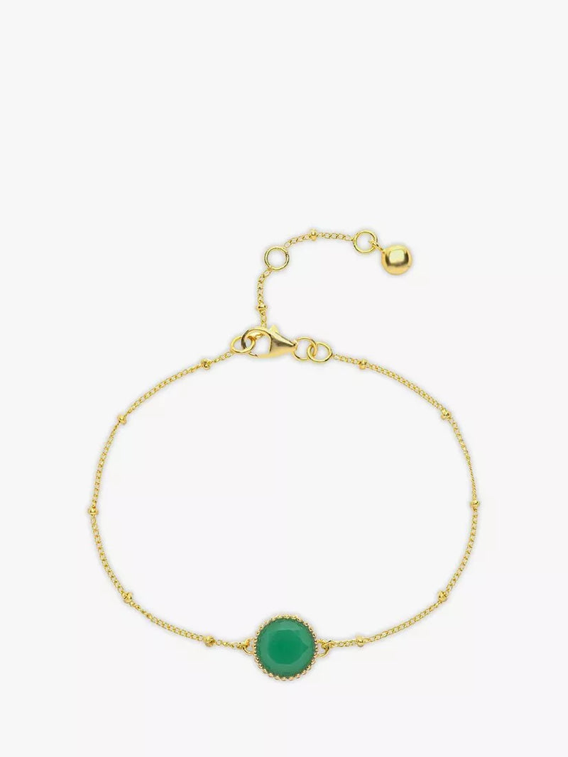 Auree Barcelona Personalised Birthstone Gold Vermeil Beaded Chain Bracelet