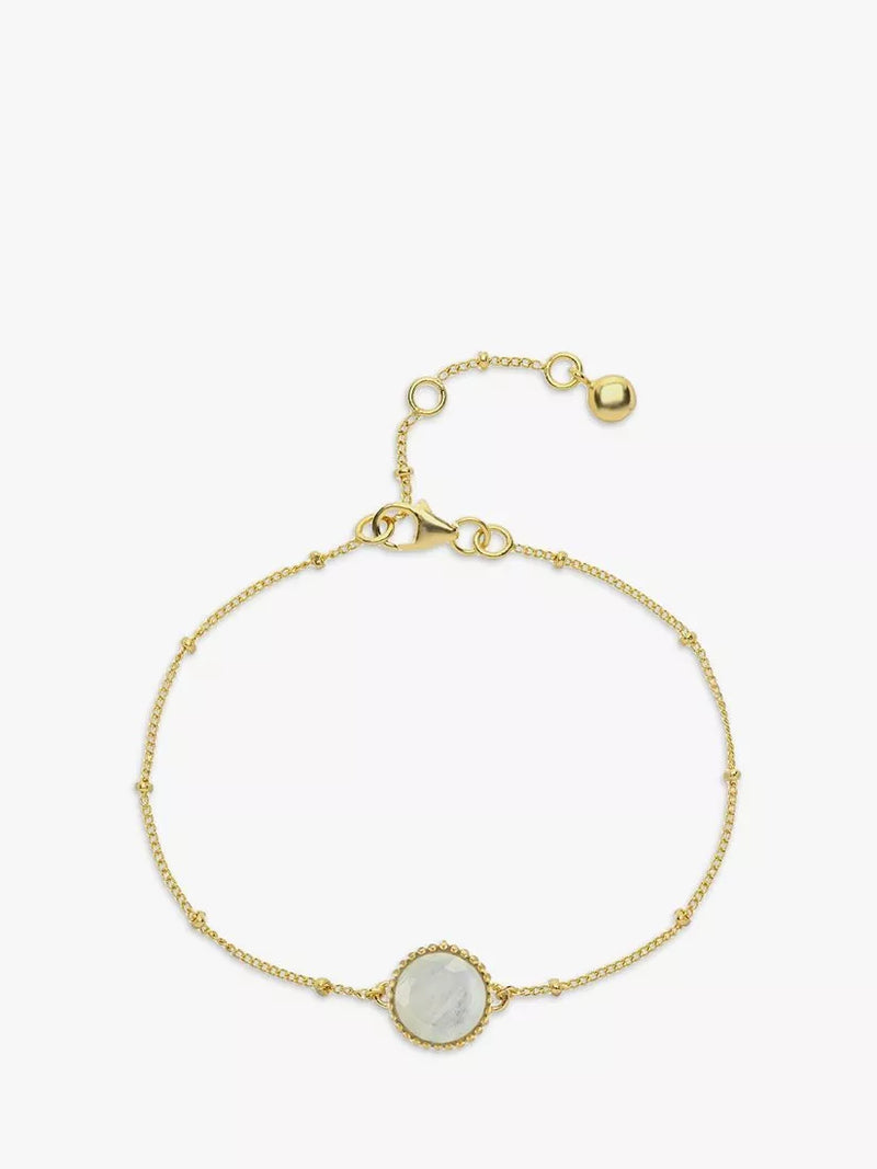 Auree Barcelona Personalised Birthstone Gold Vermeil Beaded Chain Bracelet