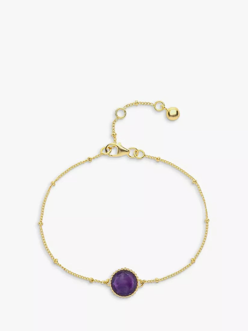 Auree Barcelona Personalised Birthstone Gold Vermeil Beaded Chain Bracelet