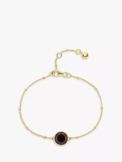 John Lewis Auree Barcelona Personalised Birthstone Gold Vermeil Beaded Chain Bracelet- Buy online at McGrocer
